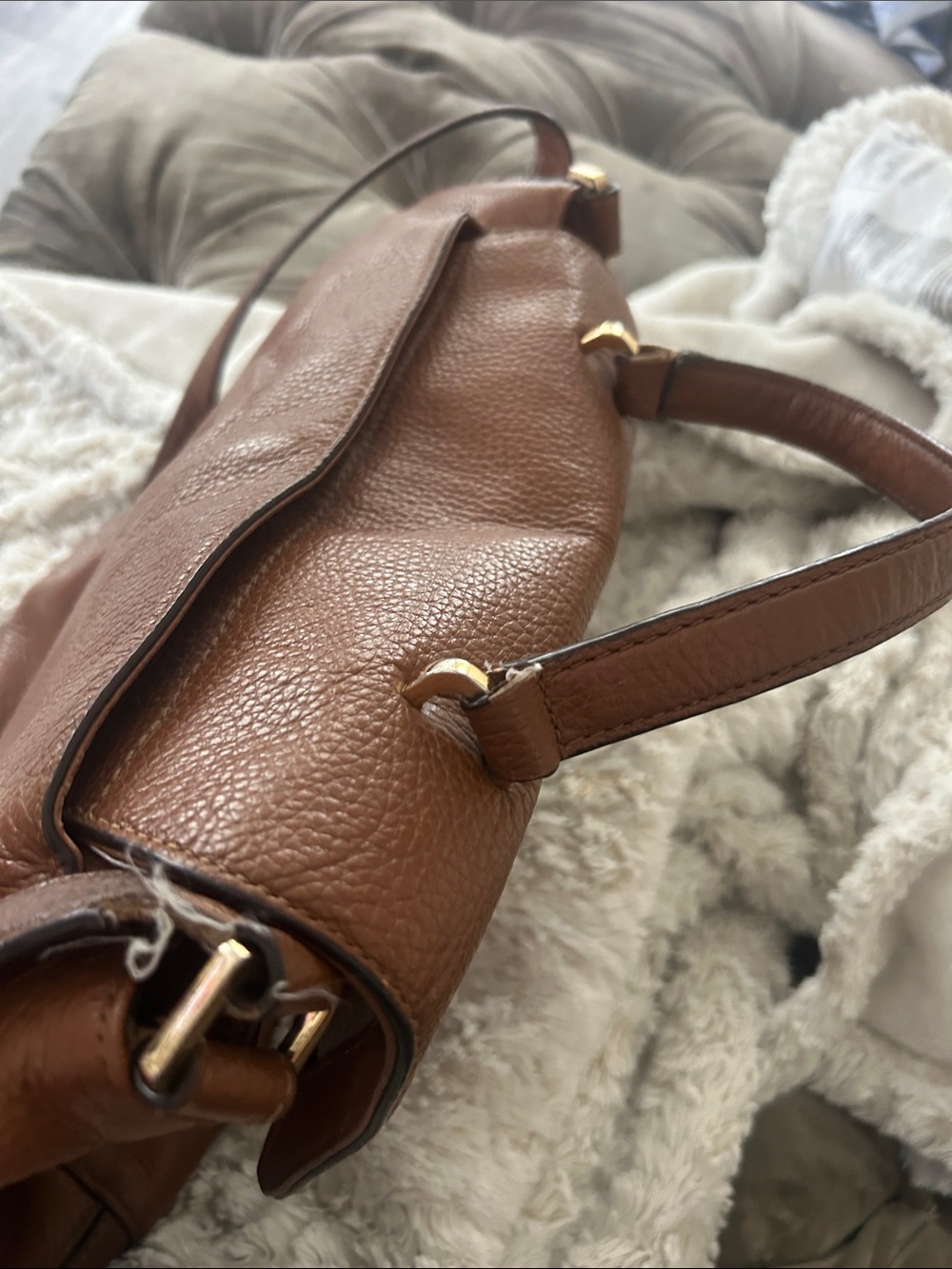 Michael Kors Sloan X-Large Leather Satchel Handbag Brown Luggage Top Handle Tote - Picture 6 of 14